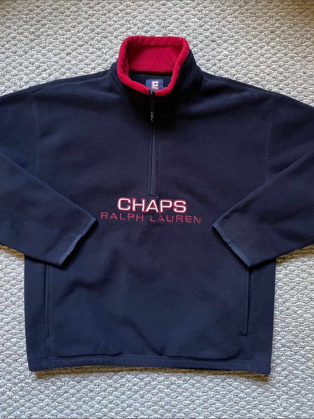 Y2K Chaps Ralph Lauren 1/4 zip pull over fleece sweater